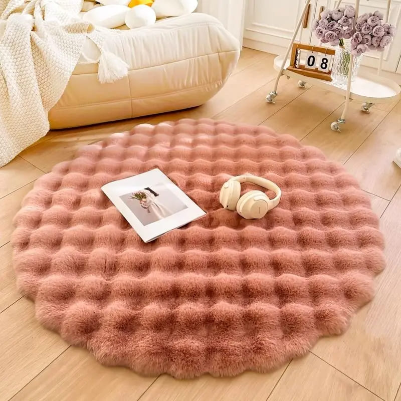 Tapete Para Sala Redondo Peludo Quarto Pelúcia Felpudo Homedec