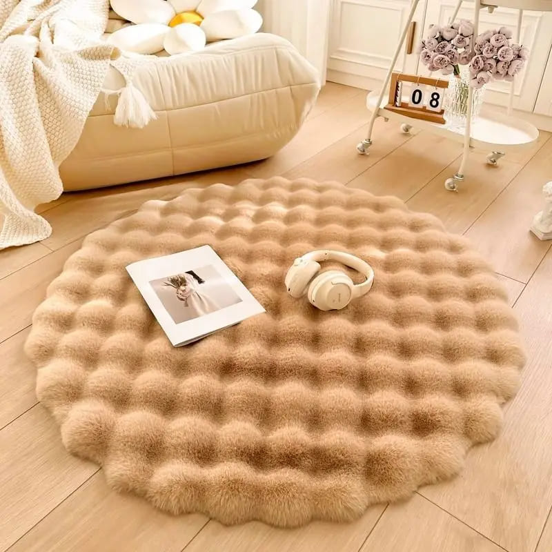 Tapete Para Sala Redondo Peludo Quarto Pelúcia Felpudo Homedec
