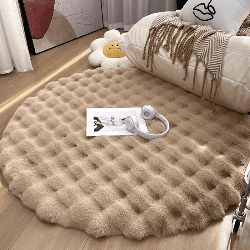 Tapete Para Sala Redondo Peludo Quarto Pelúcia Felpudo Homedec