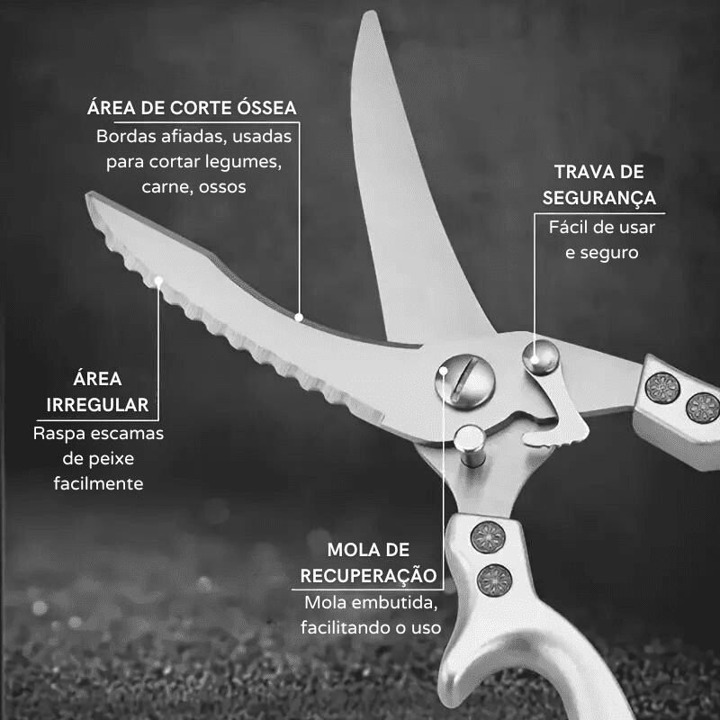 Tesoura de Cozinha Multiuso Inox Corta Tudo Homedec