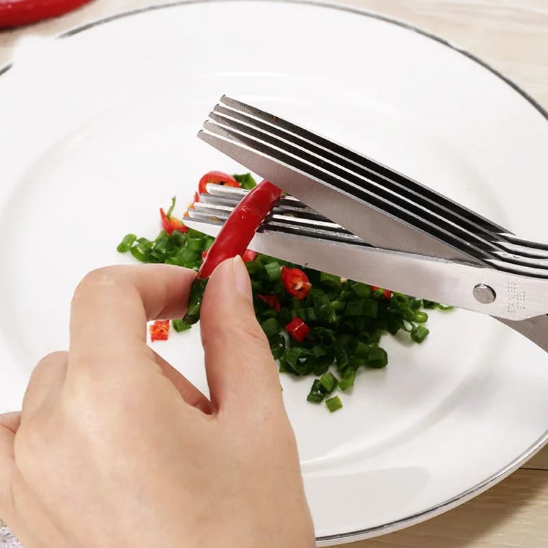 Tesoura de Picotar Cozinha 5 Lâminas Temperos Inox Homedec