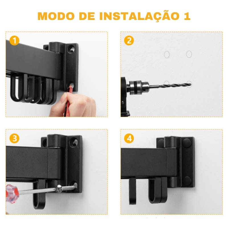 Varal Retrátil de Roupas de Parede Alumínio Homedec