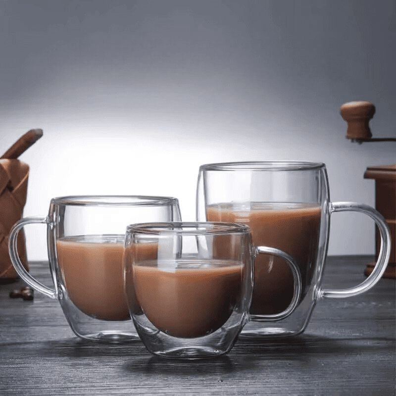 Caneca de Vidro Parede Dupla Cantinho do Café Chá Homedec