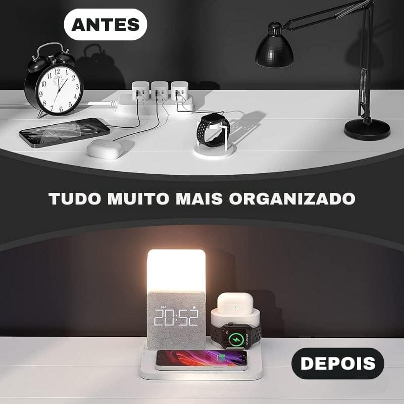 Carregador por Indução Luminária de Mesa e Despertador Homedec