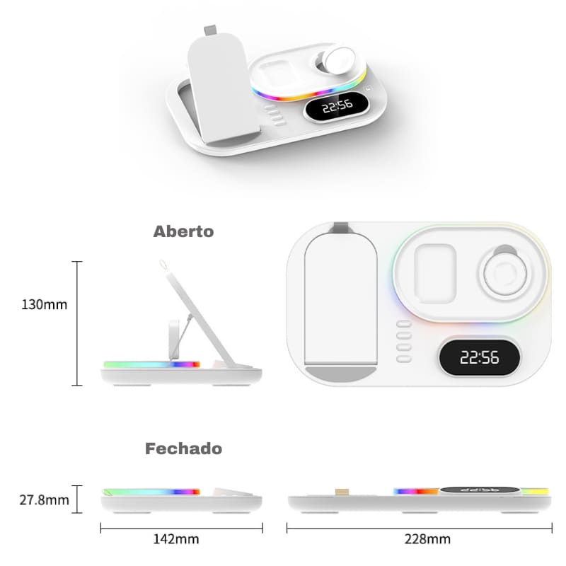 Carregador por Indução Sem Fio Iphone/Samsung/Huawei Homedec