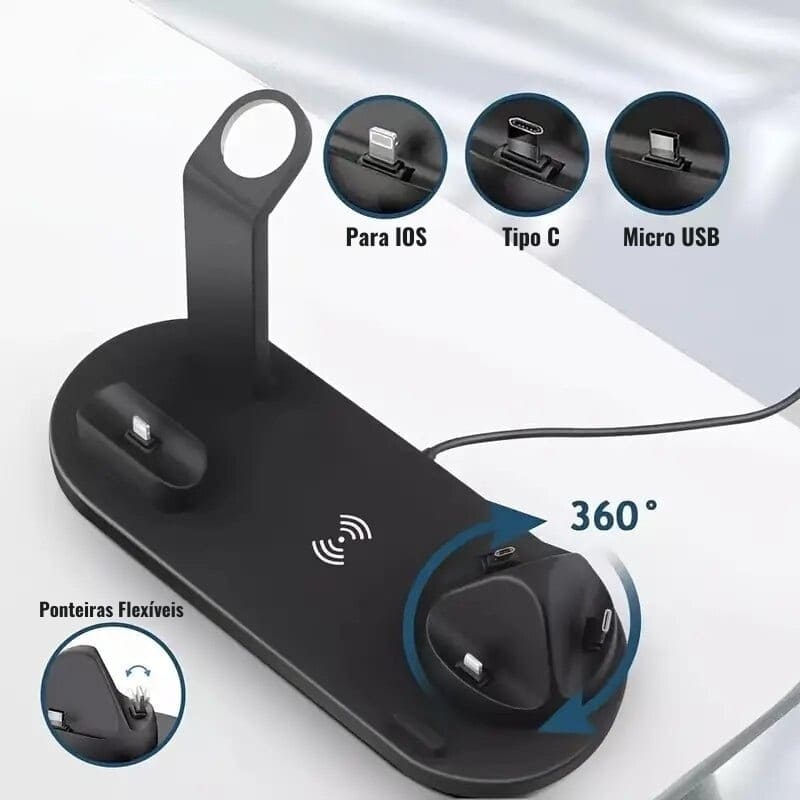 Carregador por Indução Sem Fio Iphone/Samsung Multifuncional Homedec