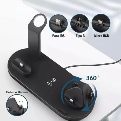Carregador por Indução Sem Fio Iphone/Samsung Multifuncional Homedec
