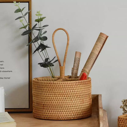 Cesta de Armazenamento de Vime em Rattan Feita a Mão Homedec