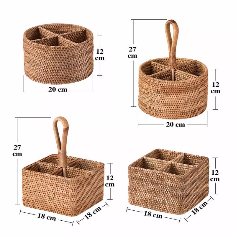 Cesta de Armazenamento de Vime em Rattan Feita a Mão Homedec