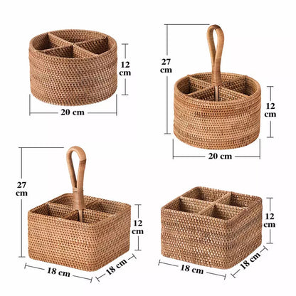 Cesta de Armazenamento de Vime em Rattan Feita a Mão Homedec