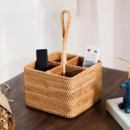 Cesta de Armazenamento de Vime em Rattan Feita a Mão Homedec