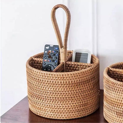 Cesta de Armazenamento de Vime em Rattan Feita a Mão Homedec