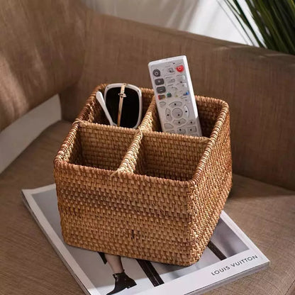 Cesta de Armazenamento de Vime em Rattan Feita a Mão Homedec