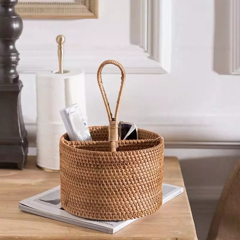 Cesta de Armazenamento de Vime em Rattan Feita a Mão Homedec