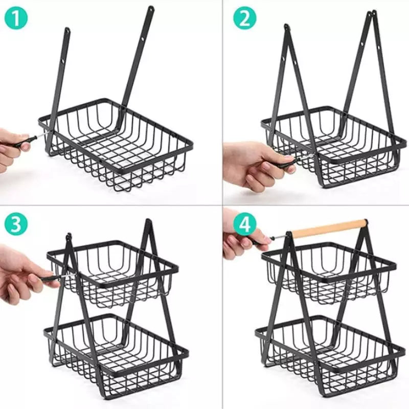 Cesta de Fruta 2 Andares Fruteira de Mesa Homedec