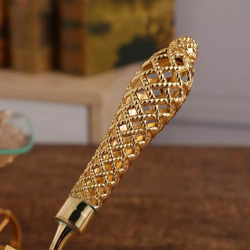 Conjunto Espátula para Bolo e Faca Dourada Homedec