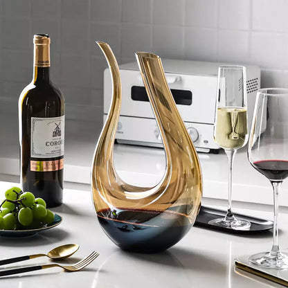 Decanter de Vinho Recipiente de Vidro Cisne Decantador Ambar Homedec