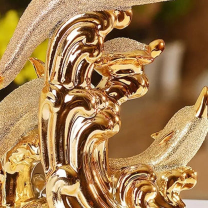 Decoração de Mesa de Luxo Cerâmica Estátua de Golfinhos Homedec