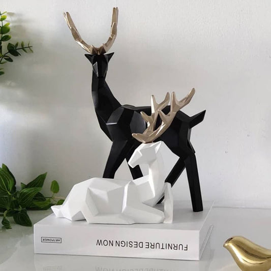 Decoração de Mesa de Resina Estátua Cervo 2 Peças Homedec