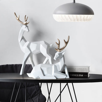 Decoração de Mesa de Resina Estátua Cervo 2 Peças Homedec