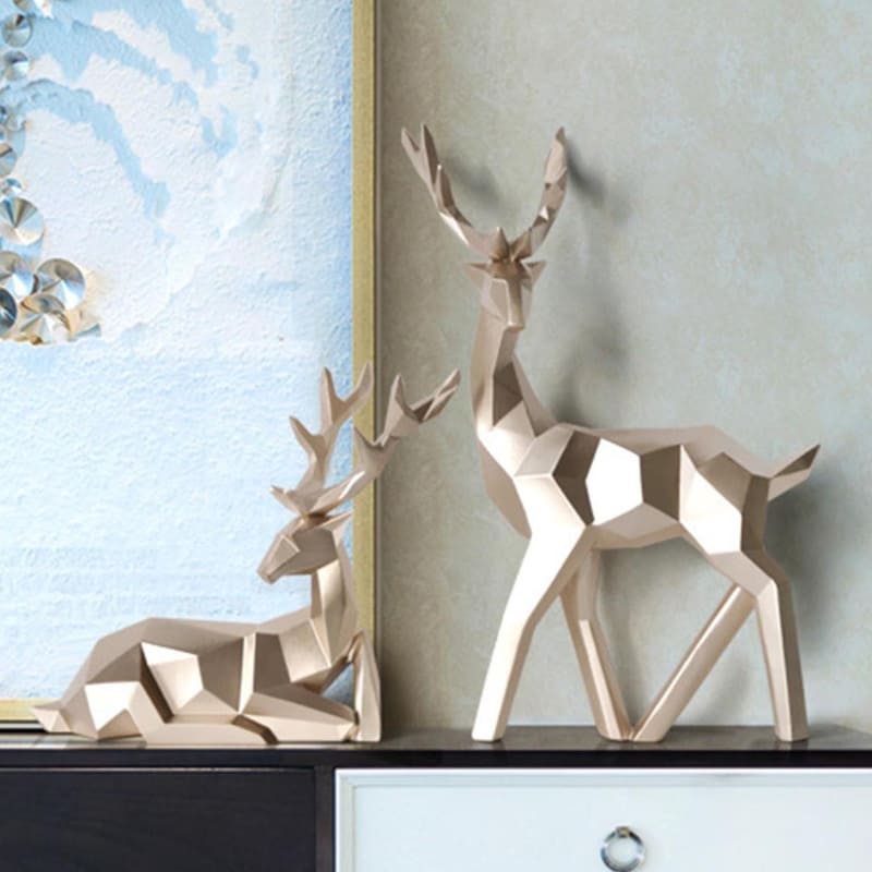 Decoração de Mesa de Resina Estátua Cervo 2 Peças Homedec