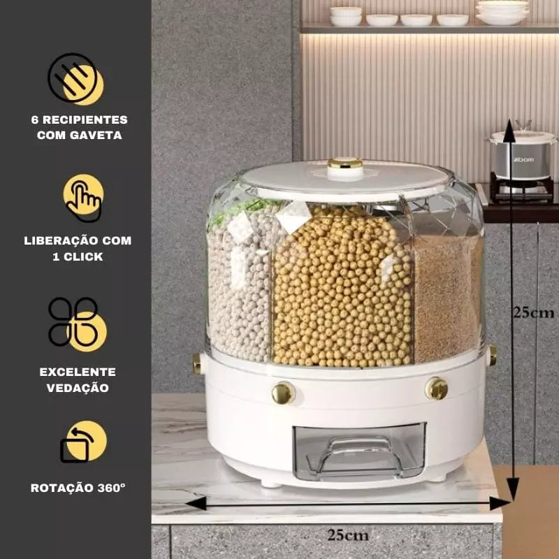 Dispensador Porta Alimentos e Cereais Giratório Homedec