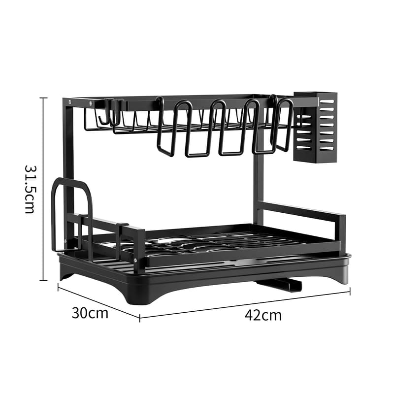 Escorredor de Louça Preto com Bandeja Coletora Metal Homedec