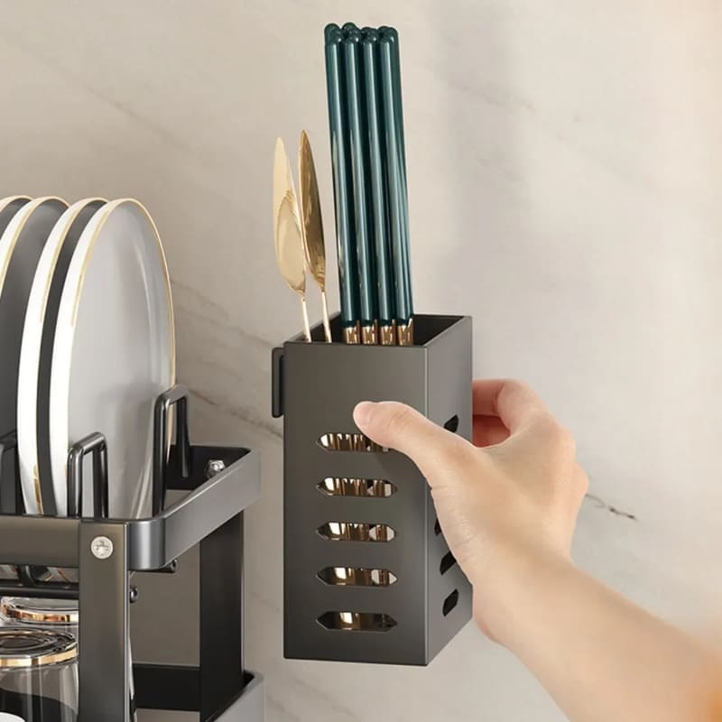 Escorredor de Louça Preto com Bandeja Coletora Metal Homedec