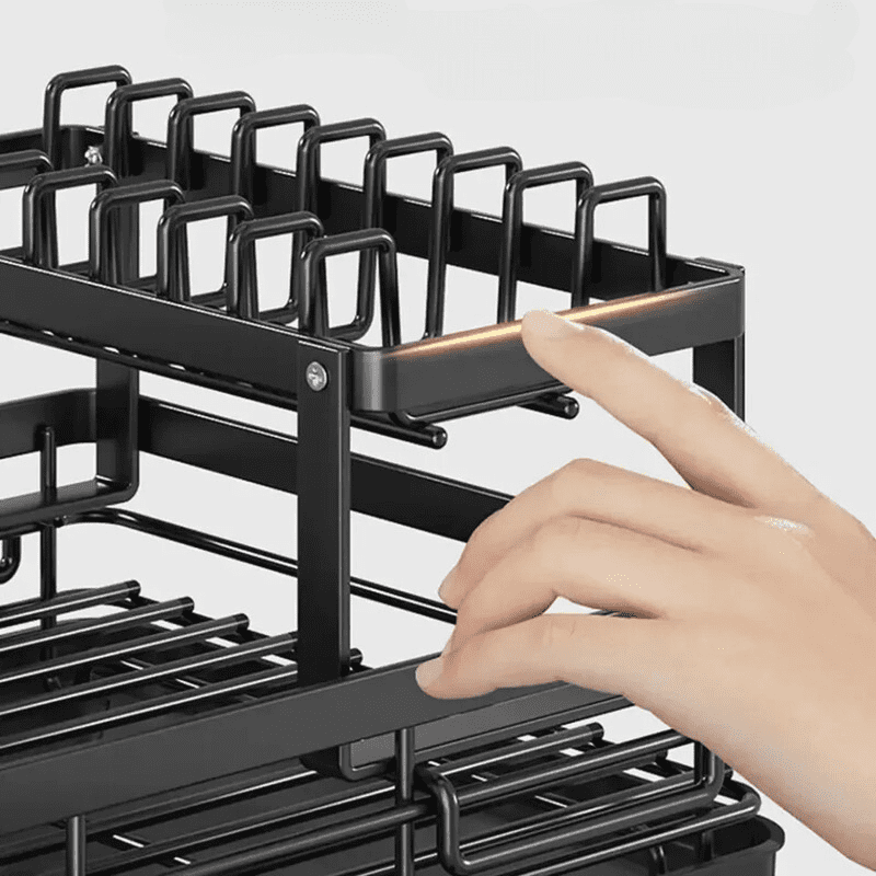 Escorredor de Louça Preto com Bandeja Coletora Metal Homedec