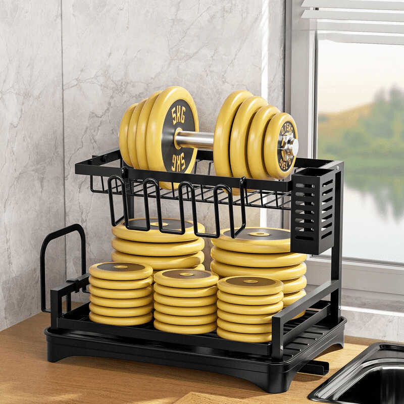 Escorredor de Louça Preto com Bandeja Coletora Metal Homedec