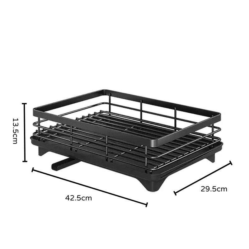 Escorredor de Louça Preto com Bandeja Coletora Metal Homedec