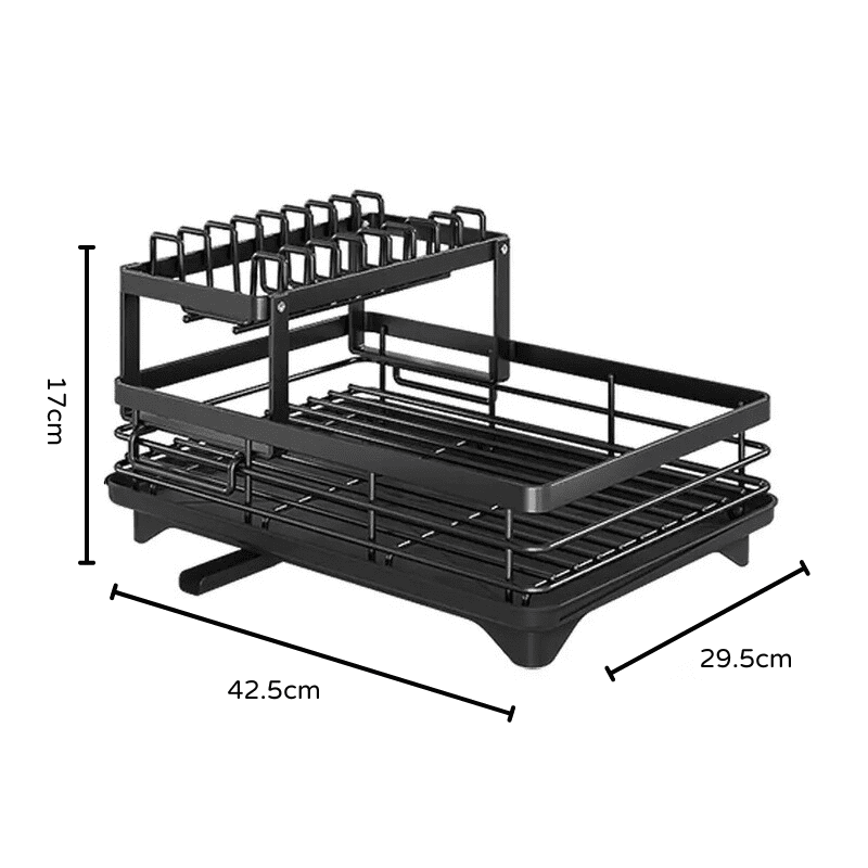 Escorredor de Louça Preto com Bandeja Coletora Metal Homedec