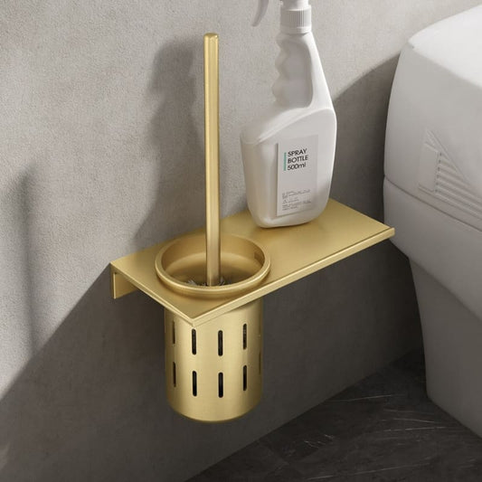 Escova Sanitária para Banheiro com Suporte Alumínio Dourado Homedec