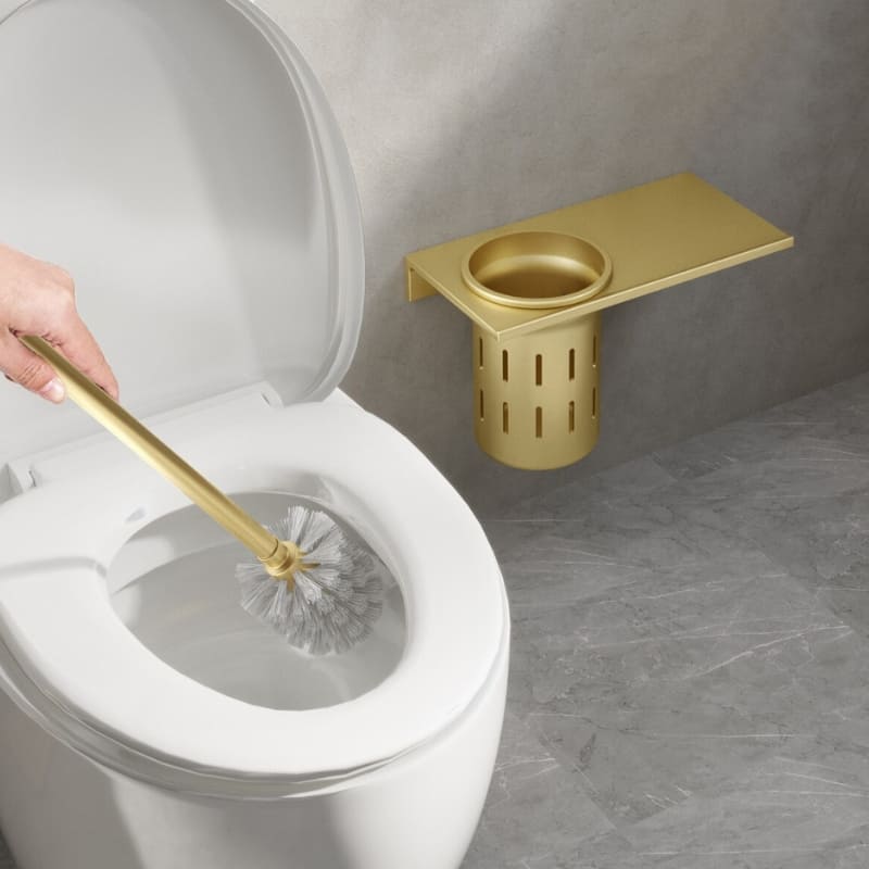 Escova Sanitária para Banheiro com Suporte Alumínio Dourado Homedec