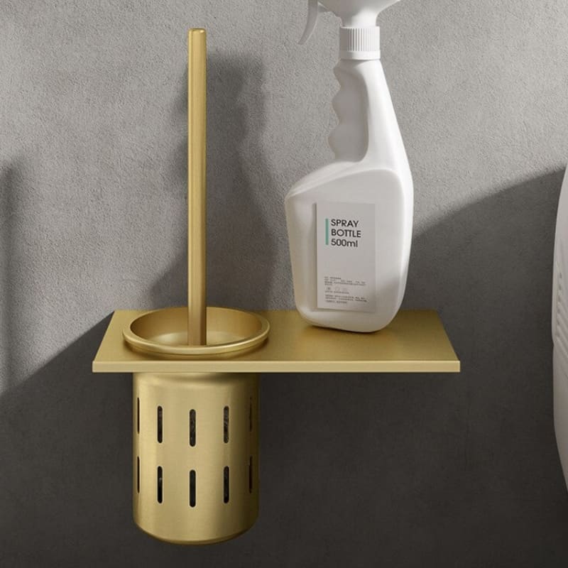 Escova Sanitária para Banheiro com Suporte Alumínio Dourado Homedec