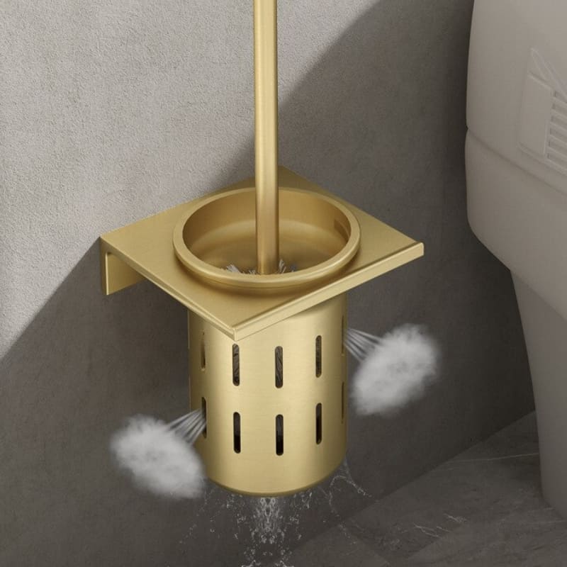 Escova Sanitária para Banheiro com Suporte Alumínio Dourado Homedec