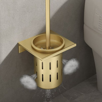 Escova Sanitária para Banheiro com Suporte Alumínio Dourado Homedec