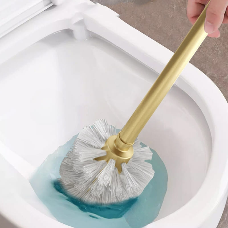 Escova Sanitária para Banheiro com Suporte Alumínio Dourado Homedec