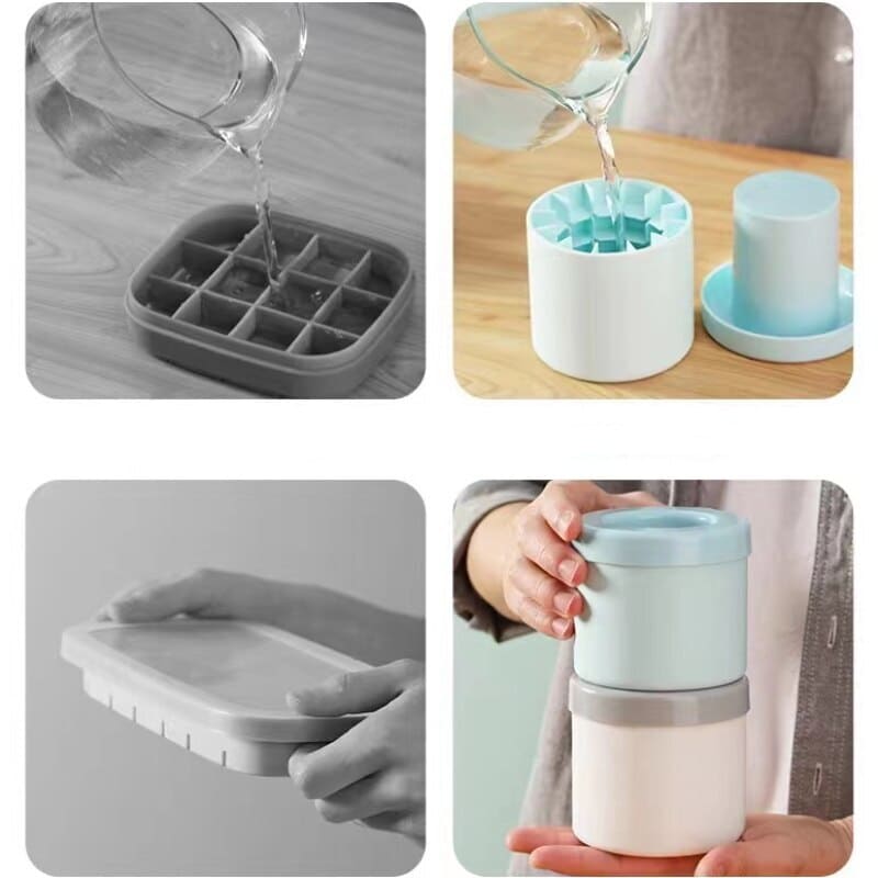Forma de Gelo de Silicone Redonda com Tampa Homedec