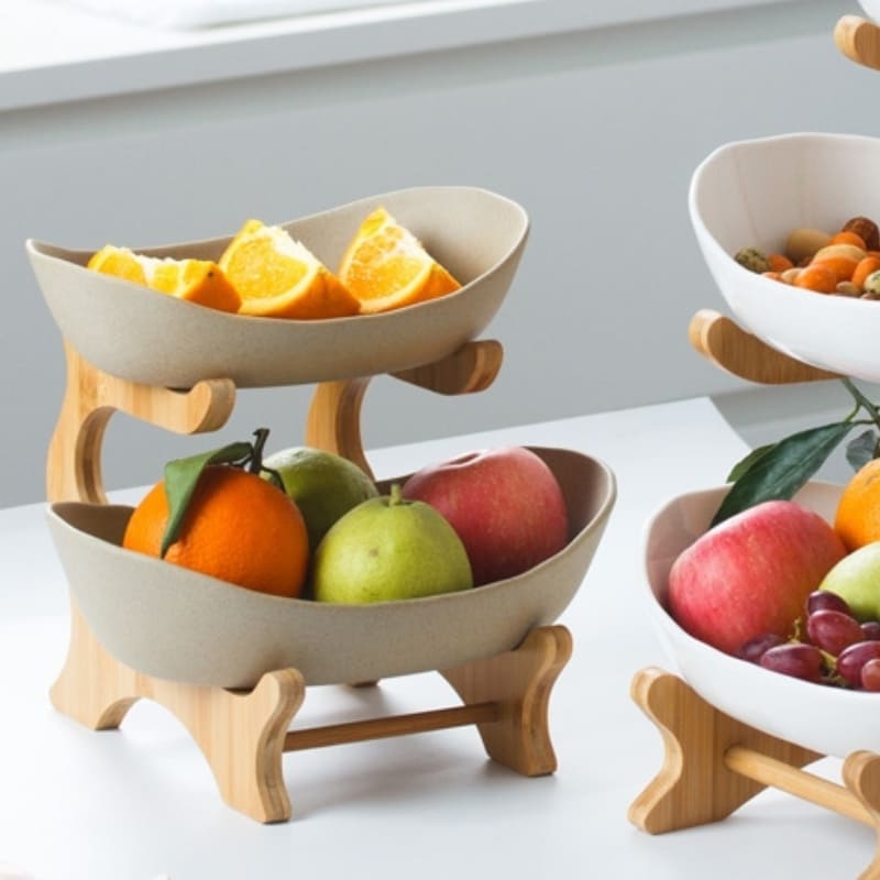Fruteira de Mesa Cesta de Fruta Bambu Homedec
