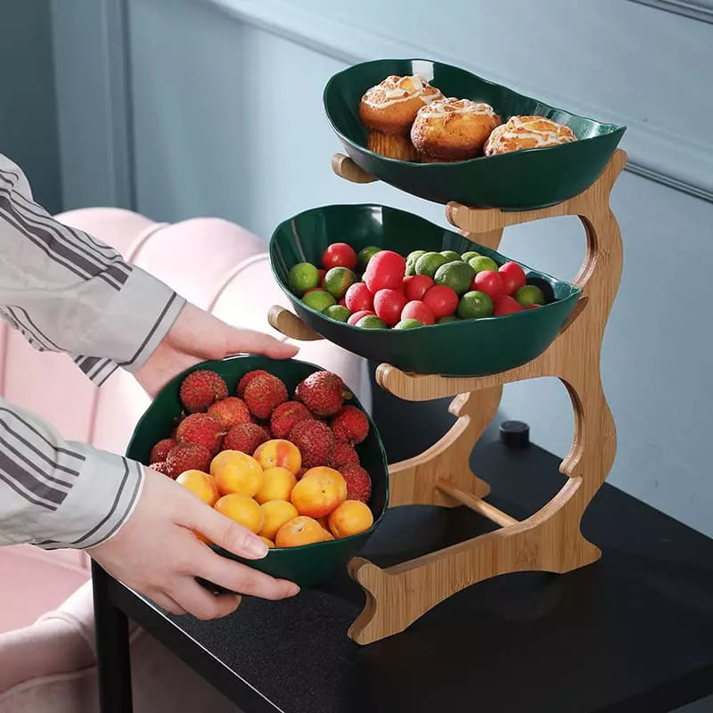 Fruteira de Mesa Cesta de Fruta Bambu Homedec