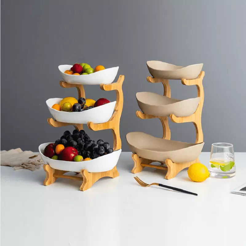 Fruteira de Mesa Cesta de Fruta Bambu Homedec