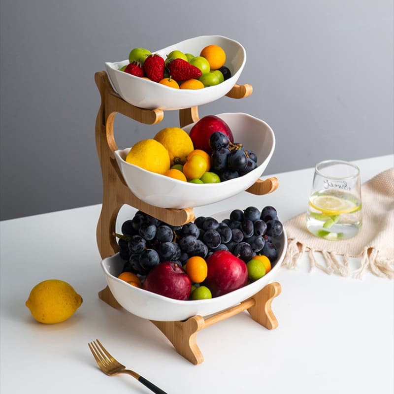 Fruteira de Mesa Cesta de Fruta Bambu Homedec