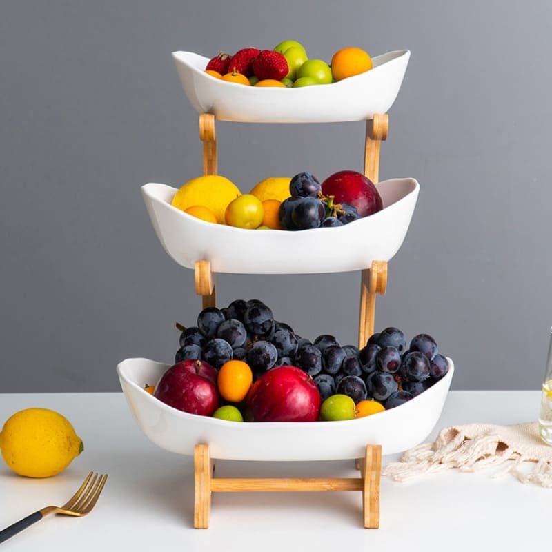 Fruteira de Mesa Cesta de Fruta Bambu Homedec
