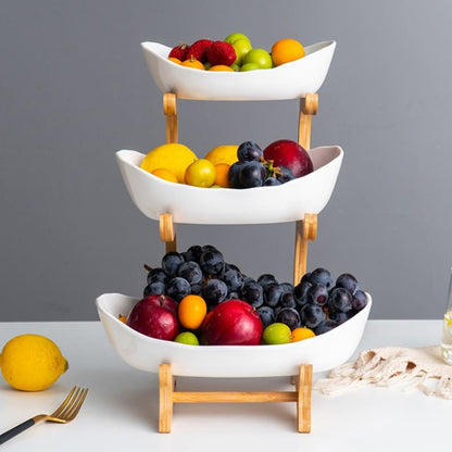 Fruteira de Mesa Cesta de Fruta Bambu Homedec