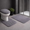 jogo de tapete antiderrapante para banheiro 3 peças na cor cinza material poliéster