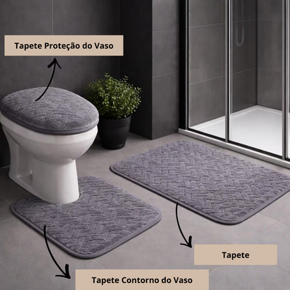 explicação de cada peça do jogo de tapete para banheiro antiderrapante 3 peças