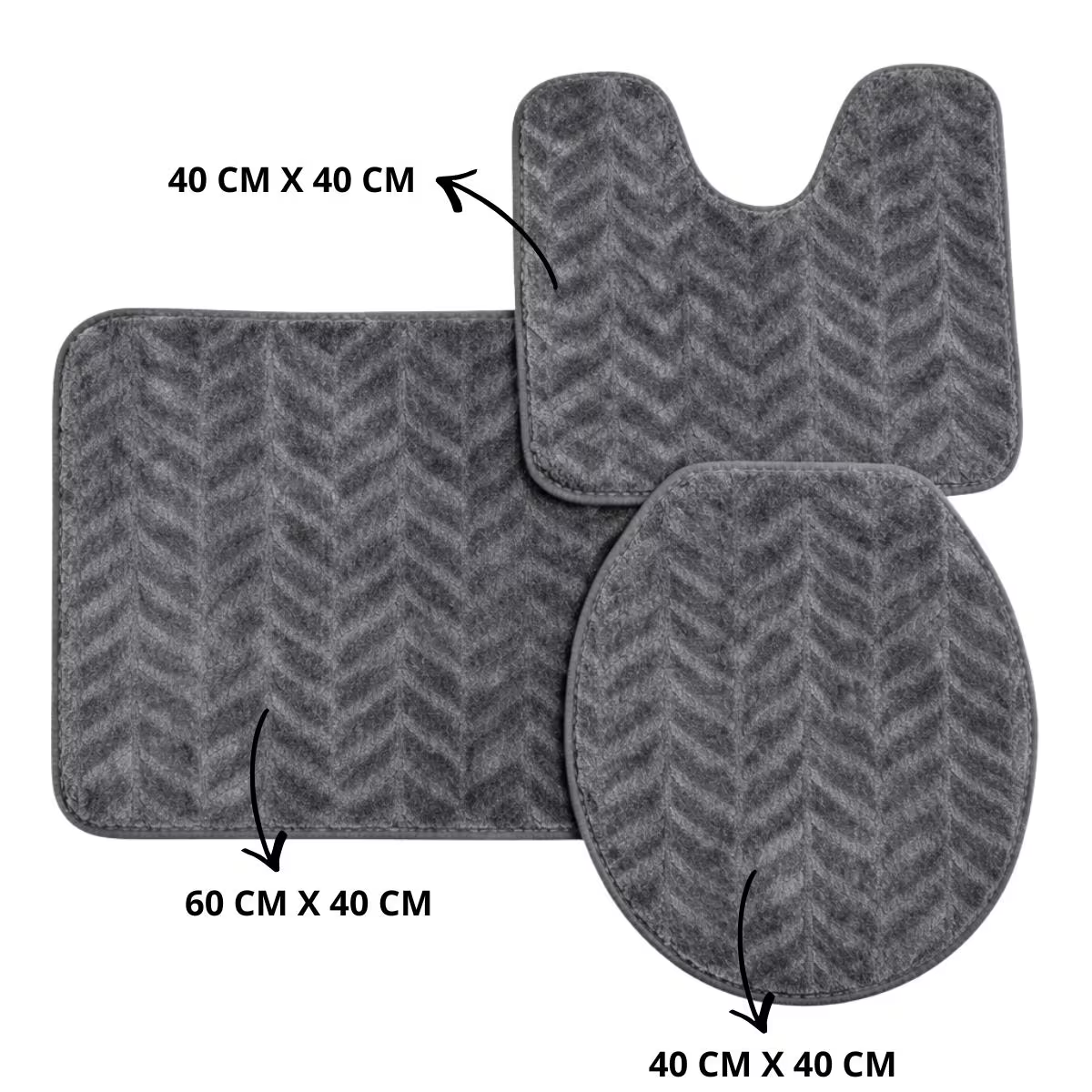 dimensões do jogo de tapete para banheiro 3 peças antiderrapante