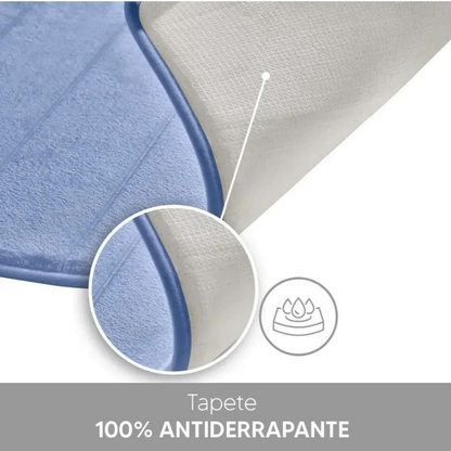 tapete de banheiro soft super absorvente cor azul mostrando o fundo antiderrapante