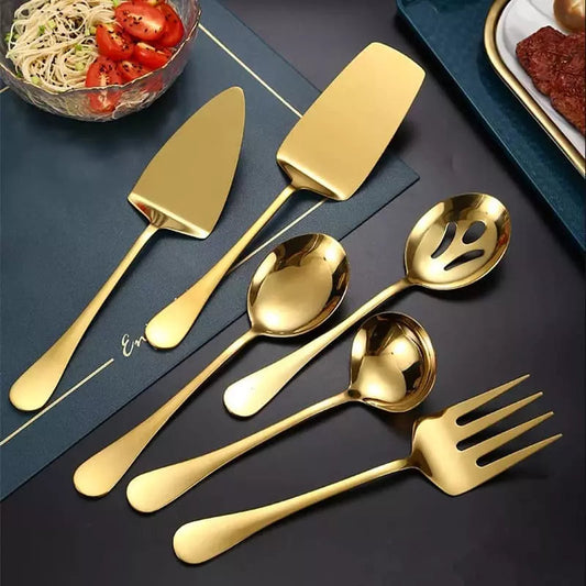 Kit Utensílios de Cozinha 6 Peças Inox Dourado Homedec